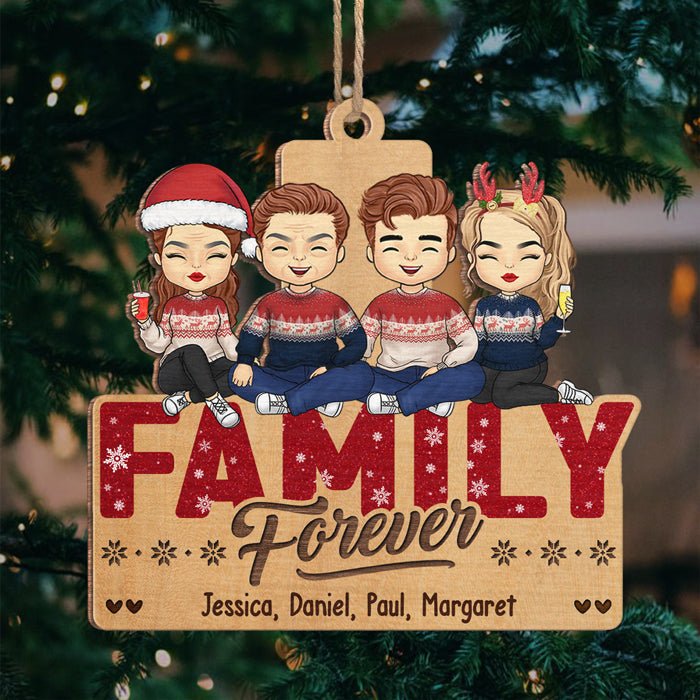 Frères et sœurs pour toujours - Ornement personnalisé pour la famille - Forme unique en bois - Cadeau de Noël pour les membres de la famille