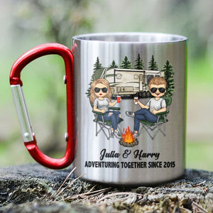 Aventures ensemble depuis – Mug de camping personnalisé avec mousqueton – Cadeau pour les amateurs de camping