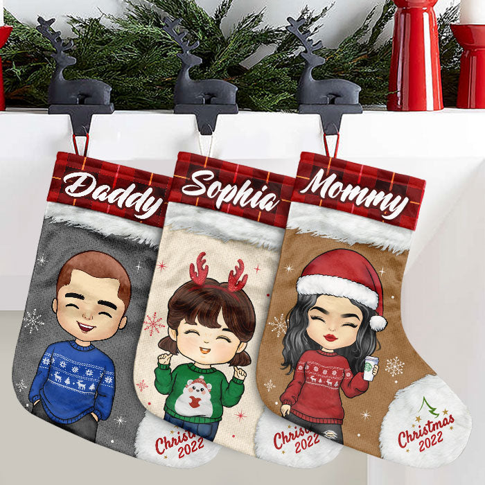 Entrez dans l'esprit de Noël - Chaussette de Noël personnalisée - Cadeau pour la famille, cadeau de Noël