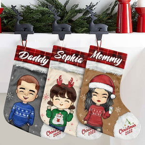 Entrez dans l'esprit de Noël - Chaussette de Noël personnalisée - Cadeau pour la famille, cadeau de Noël
