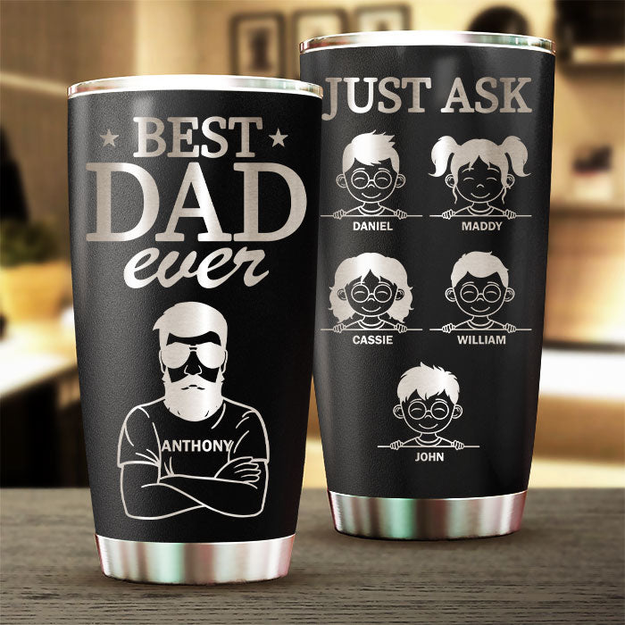Meilleur papa de tous les temps - Gobelet personnalisé gravé au laser - Cadeau pour papa
