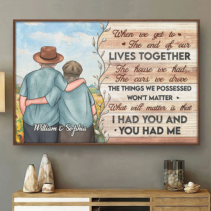 Je t'avais et tu m'avais - Affiche horizontale personnalisée - Cadeau pour couple, mari et femme