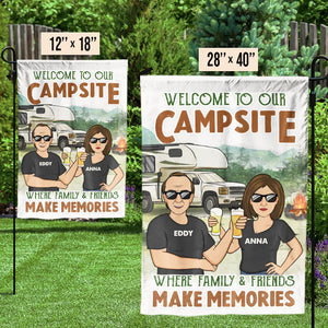 Bienvenue sur notre camping - Drapeau personnalisé - Cadeau pour les amateurs de camping