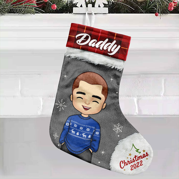 Entrez dans l'esprit de Noël - Chaussette de Noël personnalisée - Cadeau pour la famille, cadeau de Noël