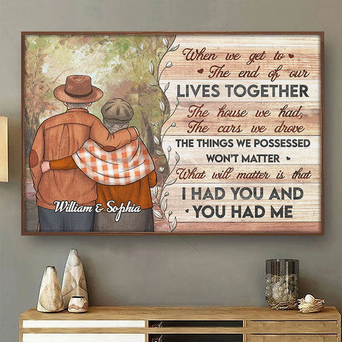 Je t'avais et tu m'avais - Affiche horizontale personnalisée - Cadeau pour couple, mari et femme