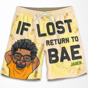 Si tu es perdu, reviens voir mon chéri ! Short de plage personnalisé pour couple ! Cadeau pour couple, mari et femme