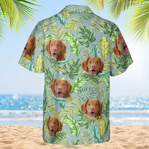 Colorful Tropical Leaves And Pet - Dog & Cat Personalized Custom Unisex Hawaiian Shirt - Upload Image, Dog Face, Cat Face - Summer Vacation Gift, Gift For Pet Owners, Pet Lovers