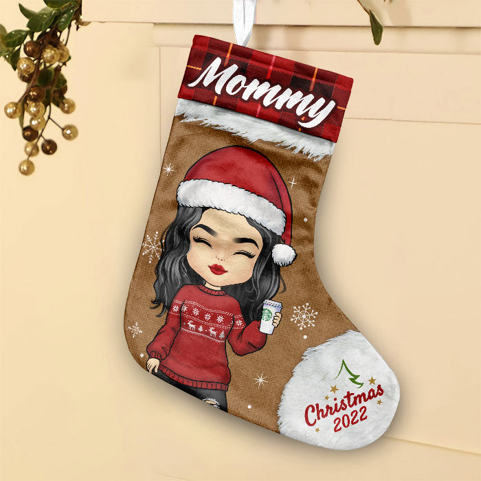 Entrez dans l'esprit de Noël - Chaussette de Noël personnalisée - Cadeau pour la famille, cadeau de Noël