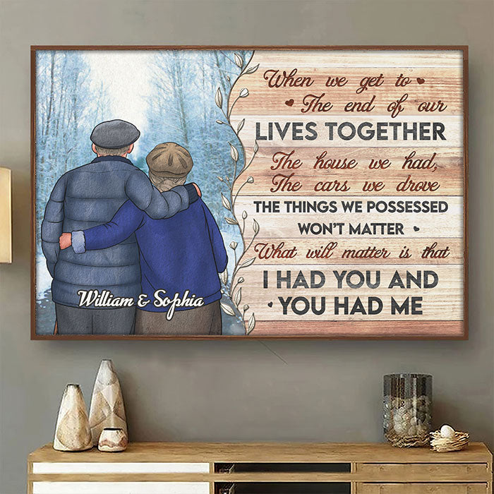 Je t'avais et tu m'avais - Affiche horizontale personnalisée - Cadeau pour couple, mari et femme