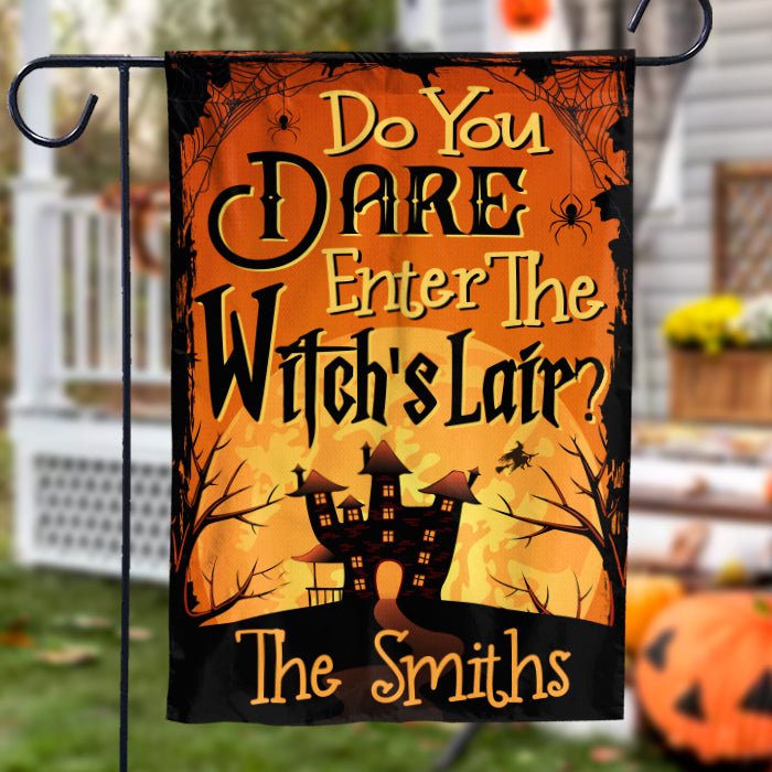 Do You Dare Enter The Witch's Lair - Personalized Flag, Halloween Ideas..