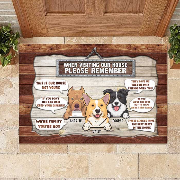 Dogs' Rules When Visiting Our House - Personalized Decorative Mat.