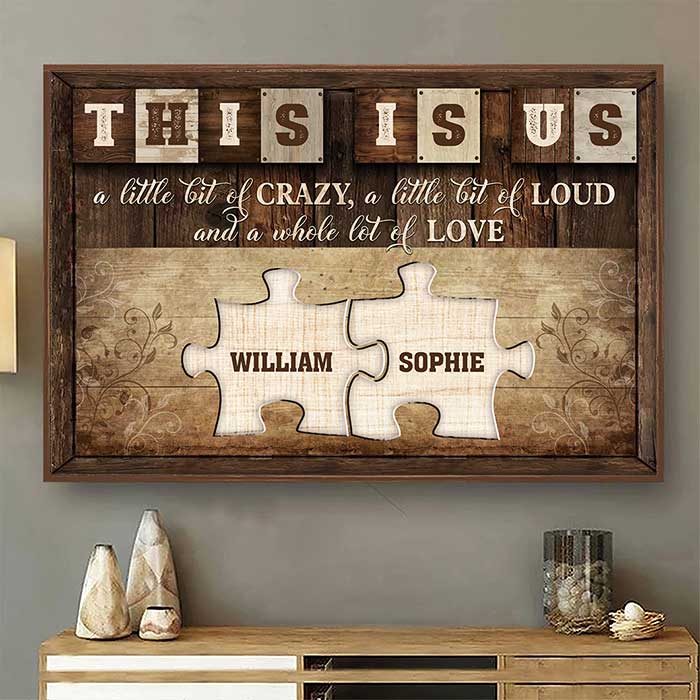 Love Holds Us Together - Gift For Couples, Personalized Horizontal Poster.