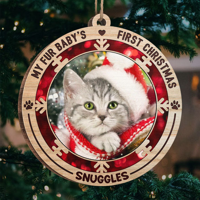 Le premier Noël de mon petit bout de chou - Décoration de Noël ronde en bois personnalisée avec photo - Télécharger une image, cadeau pour les amoureux des animaux, cadeau de Noël