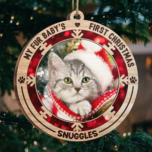 Le premier Noël de mon petit bout de chou - Décoration de Noël ronde en bois personnalisée avec photo - Télécharger une image, cadeau pour les amoureux des animaux, cadeau de Noël