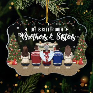 Siblings Never Apart, Maybe In Distance But Never At Heart - Personalized Custom Benelux Shaped Acrylic Christmas Ornament - Gift For Siblings, Christmas Gift