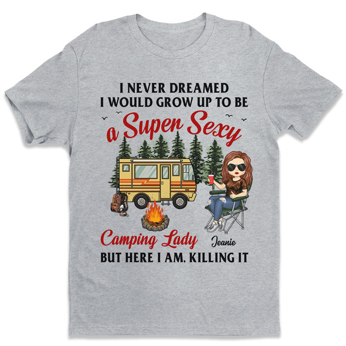 Camping Lady Super Sexy - T-shirt, sweat à capuche et sweat-shirt unisexe personnalisé