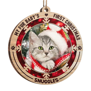 Le premier Noël de mon petit bout de chou - Décoration de Noël ronde en bois personnalisée avec photo - Télécharger une image, cadeau pour les amoureux des animaux, cadeau de Noël