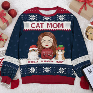 La vie est meilleure avec les chats - Sweat-shirt personnalisé avec chat - Pull unisexe en laine - Cadeau de Noël pour les propriétaires et les amoureux des animaux