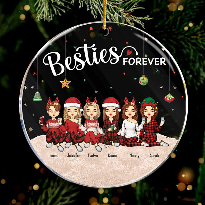 Amis pour toujours, jeunes pour toujours - Décoration personnalisée pour meilleure amie - Forme ronde en acrylique - Cadeau de Noël pour meilleures amies, meilleures amies, sœurs