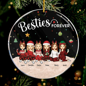 Amis pour toujours, jeunes pour toujours - Décoration personnalisée pour meilleure amie - Forme ronde en acrylique - Cadeau de Noël pour meilleures amies, meilleures amies, sœurs