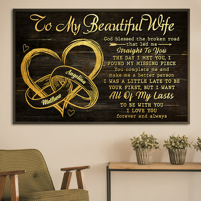 You Are My Missing Piece - Gift For Couples, Personalized Horizontal Poster.