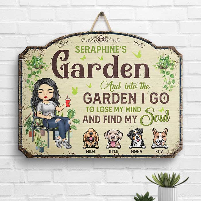 Dans le jardin, je trouve mon âme - Panneau en bois personnalisé - Cadeau pour les amateurs de jardinage