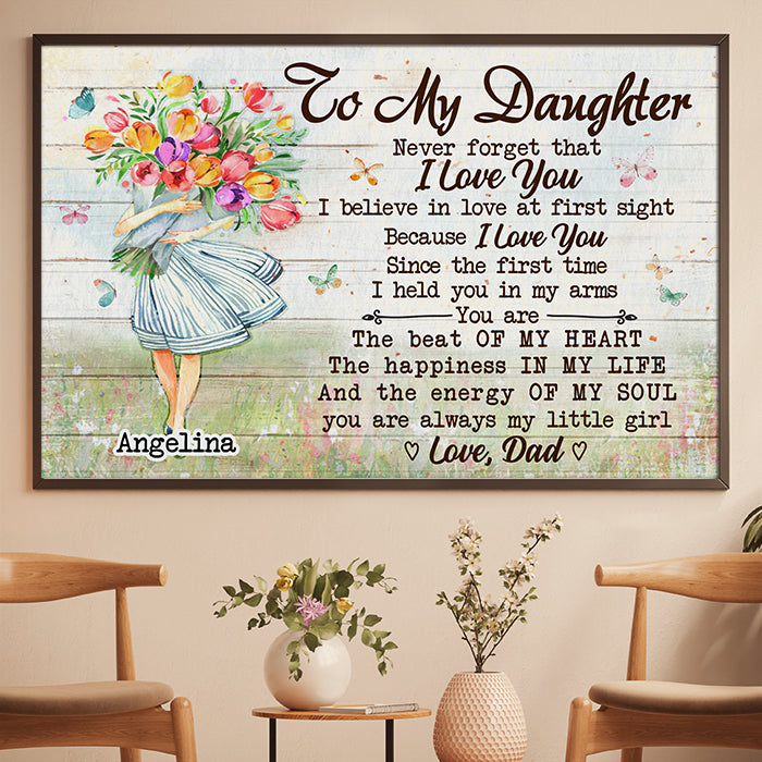 You're The Beat Of My Heart - Gift For Daughter - Personalized Horizontal Poster.