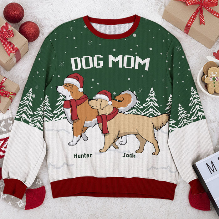 Je suis fier d'être un papa chien et une maman chien - Sweat-shirt moche personnalisé pour chien - Pull en laine unisexe - Cadeau de Noël pour les propriétaires d'animaux et les amoureux des animaux