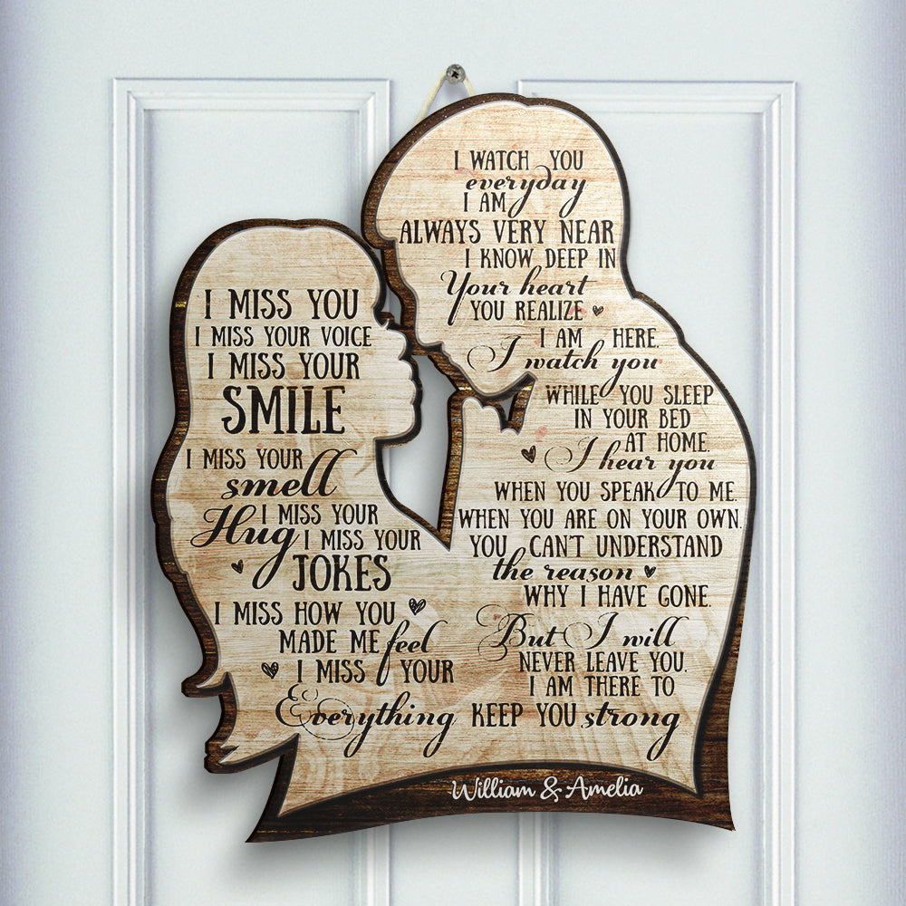 I Will Never Leave You - Gift For Couples, Husband Wife - Personalized Shaped Door Sign.