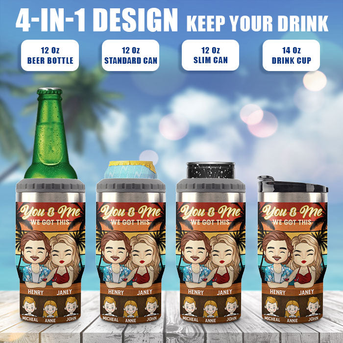 Family Travels Together Stays Together - Personalized Can Cooler - Gift For Couples, Husband Wife