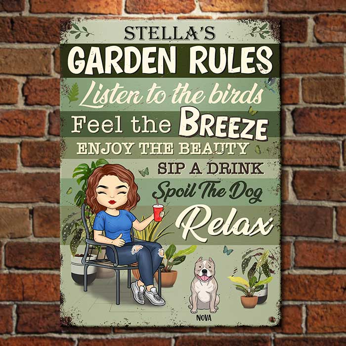Mes règles de jardinage - Plaque métallique personnalisée - Cadeau pour les amateurs de jardinage