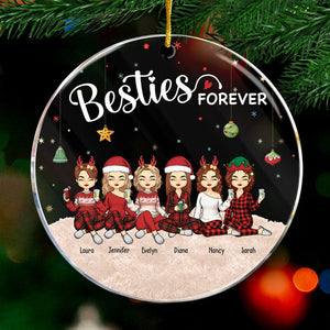 Amis pour toujours, jeunes pour toujours - Décoration personnalisée pour meilleure amie - Forme ronde en acrylique - Cadeau de Noël pour meilleures amies, meilleures amies, sœurs