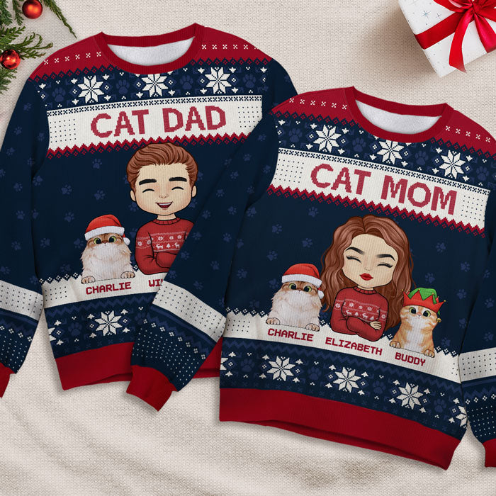 La vie est meilleure avec les chats - Sweat-shirt personnalisé avec chat - Pull unisexe en laine - Cadeau de Noël pour les propriétaires et les amoureux des animaux