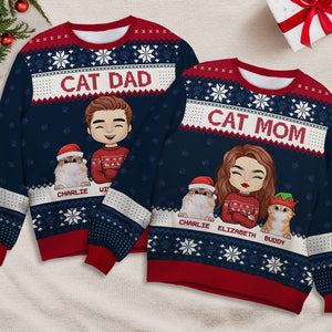 La vie est meilleure avec les chats - Sweat-shirt personnalisé avec chat - Pull unisexe en laine - Cadeau de Noël pour les propriétaires et les amoureux des animaux