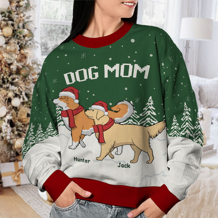 Je suis fier d'être un papa chien et une maman chien - Sweat-shirt moche personnalisé pour chien - Pull en laine unisexe - Cadeau de Noël pour les propriétaires d'animaux et les amoureux des animaux