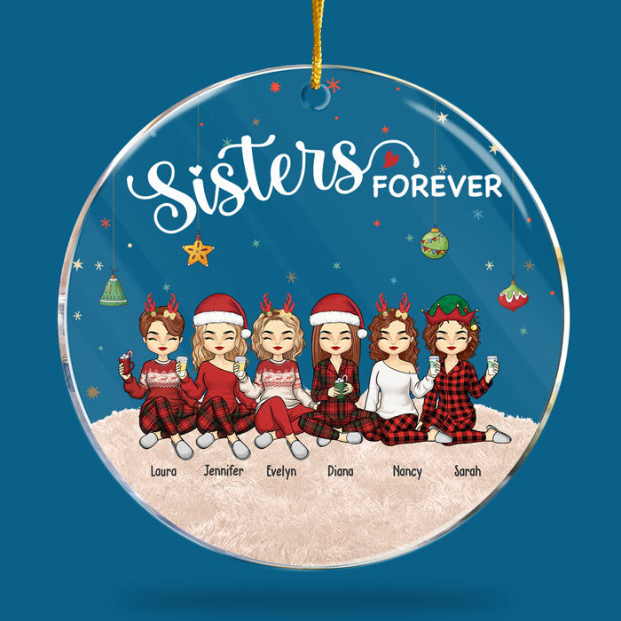 Amis pour toujours, jeunes pour toujours - Décoration personnalisée pour meilleure amie - Forme ronde en acrylique - Cadeau de Noël pour meilleures amies, meilleures amies, sœurs