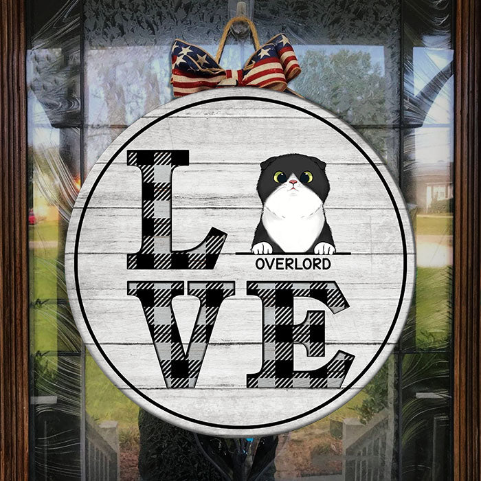 Love Cat - Funny Personalized Cat Door Sign.