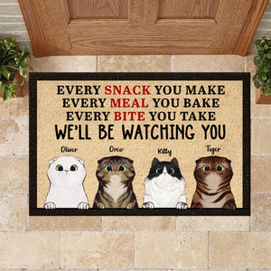 Every Bite You Take I'll Be Watching You - Funny Personalized Cat Decorative Mat.