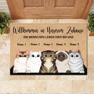 Willkommen in meinem Zuhause German - Funny Personalized Cat Decorative Mat (WT).
