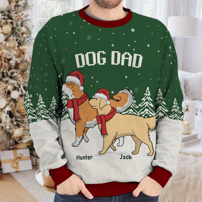 Je suis fier d'être un papa chien et une maman chien - Sweat-shirt moche personnalisé pour chien - Pull en laine unisexe - Cadeau de Noël pour les propriétaires d'animaux et les amoureux des animaux