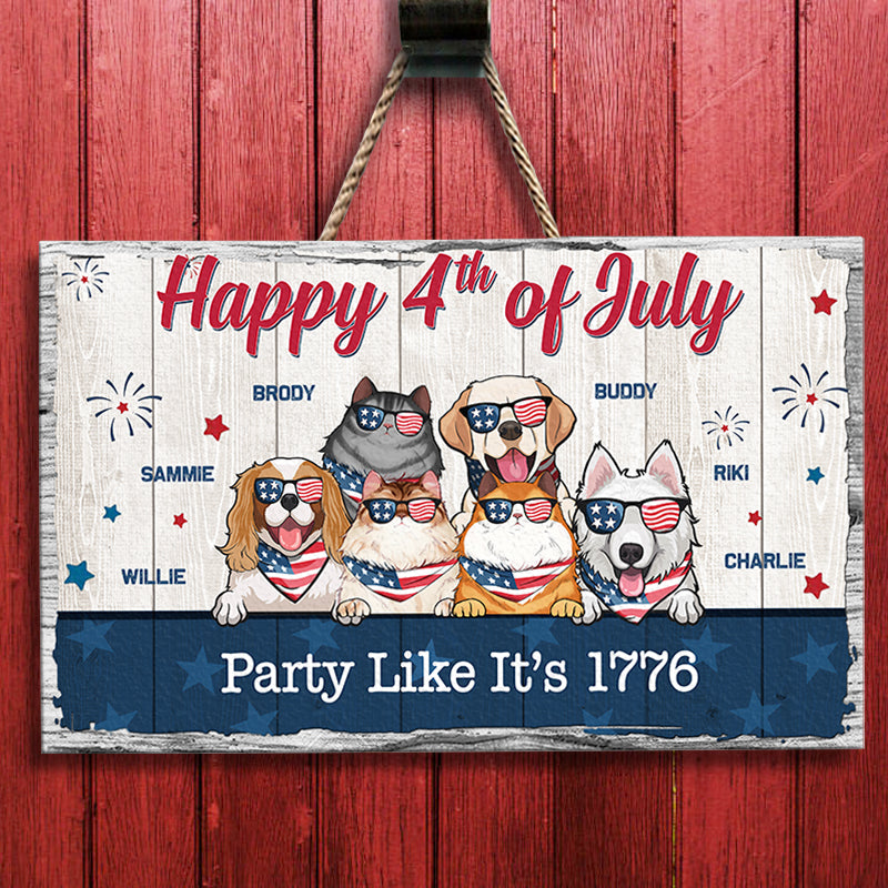 Happy 4th of July - 4th Of July Funny Personalized Pet Rectangle Sign.