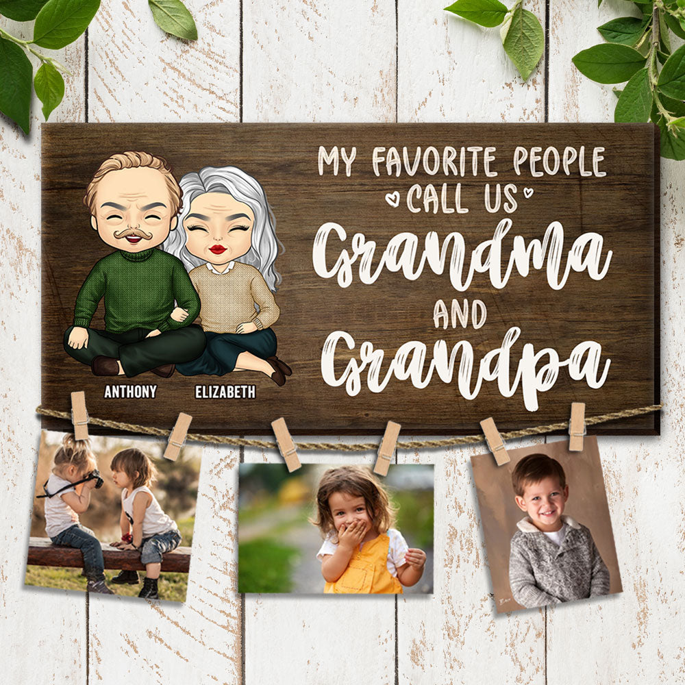 Mes personnes préférées nous appellent grand-mère et grand-père - Tableau photo personnalisé