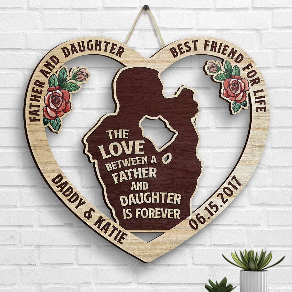 Père et fille, meilleur ami pour la vie - Cadeau pour papa - Panneau en bois personnalisé