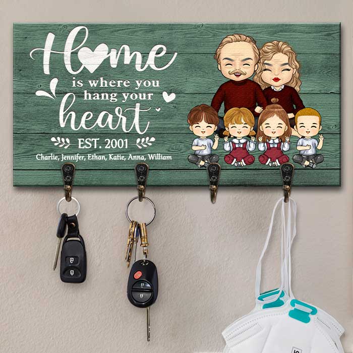 La maison est là où vous accrochez votre cœur - Porte-clés personnalisé, porte-clés - Cadeau pour couples, mari et femme