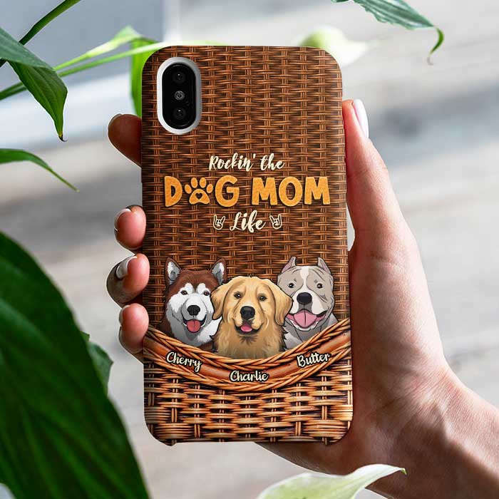 Vivre la vie de maman chien - Cadeau pour maman chien, coque de téléphone personnalisée