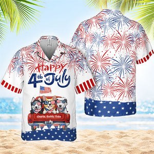 Joyeux 4 juillet ensemble ! T-shirt hawaïen personnalisé ! Cadeau pour papa, cadeau pour amoureux des animaux