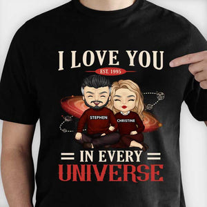 Je t'aime dans tous les univers - Cadeau pour couple, mari et femme - T-shirt personnalisé, sweat à capuche