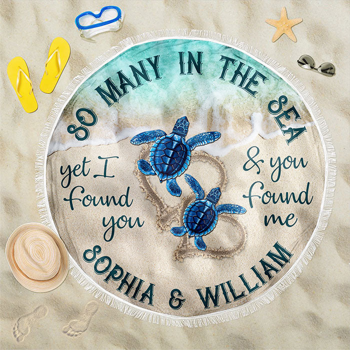 Nous nous sommes trouvés - Serviette de plage ronde personnalisée - Cadeau pour couple, mari et femme