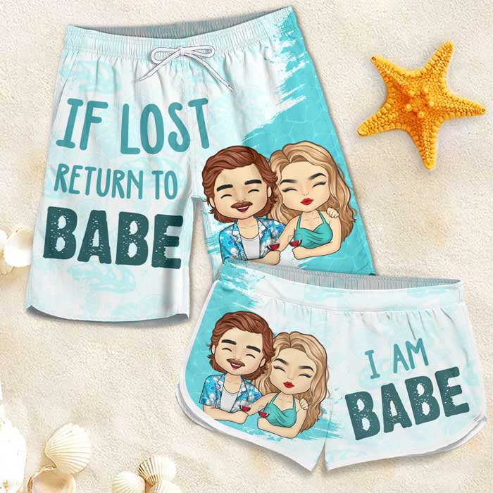 Je suis bébé - Short de plage personnalisé pour couple - Cadeau pour couple, mari et femme