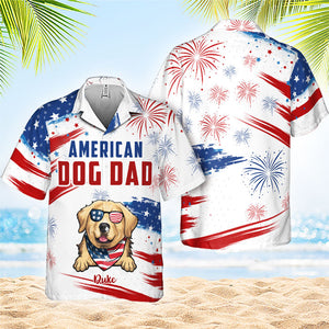 American Pet Dad - T-shirt hawaïen personnalisé - Cadeau pour papa, cadeau pour amoureux des animaux